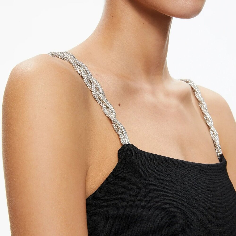 Alice + Olivia Valda Women's Embellished Strap Black Dress Size S (MSRP $440) - Picture 3 of 7